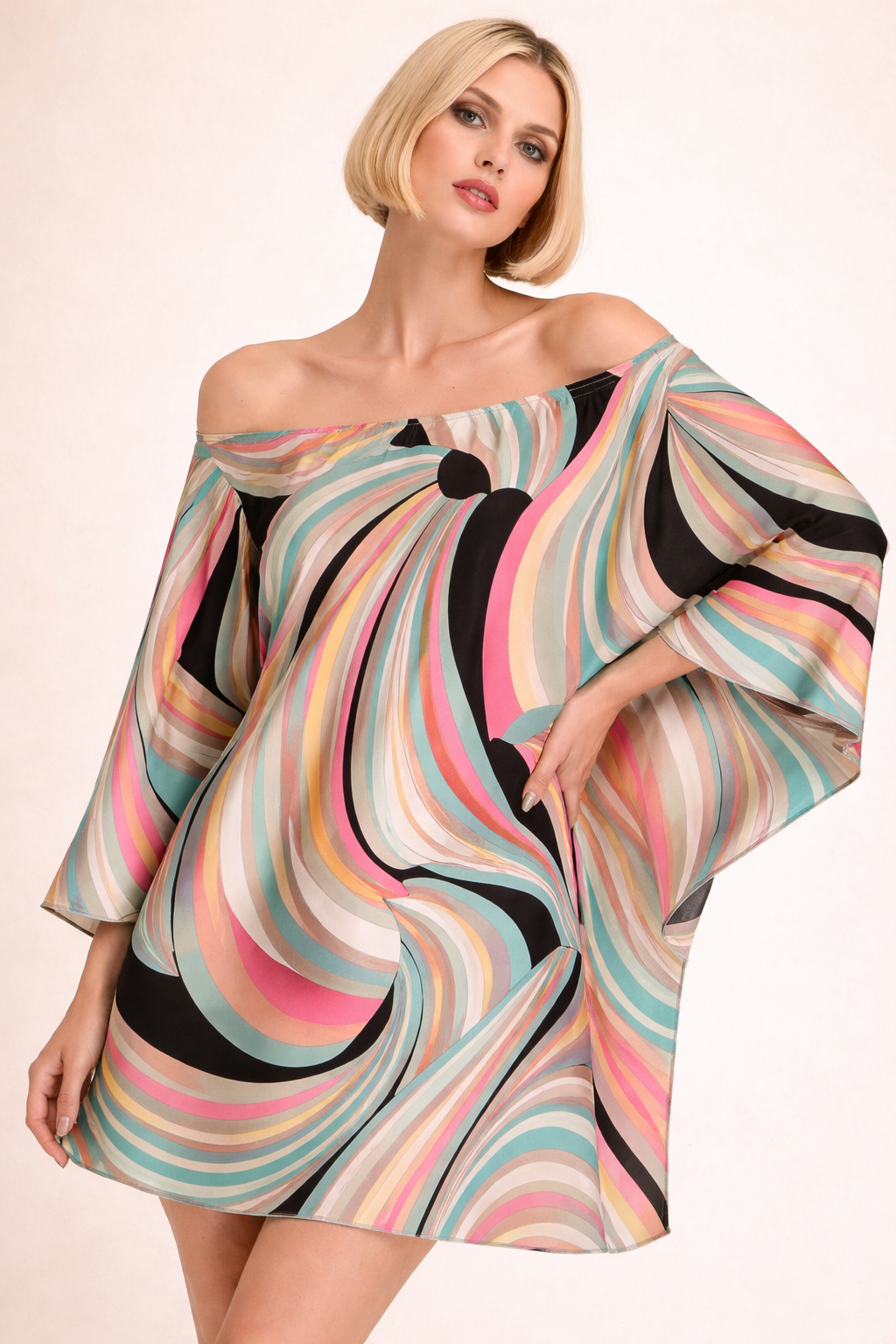 MADISON Caftan in Multi-color Swirls