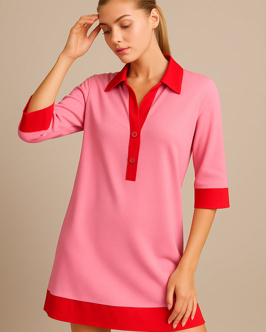 BELLA Cotton Polo Shift Dress